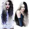 Mildiso Long Wigs for Women 26'' Black White Wig Cute Colorful Silver Hair Wig with Comfortable Wig Net Perfect Wigs for Party Halloween M051