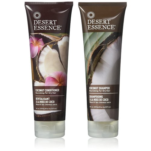 Desert Essence Coconut Shampoo & Conditioner Bundle - 8 Fl Ounce - Nourishing For Dry Hair - Delightful Scent - Refreshes Skin - Coconut Oil