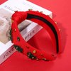 Christmas Headband for Women Holiday Christmas Accessories Beaded Xmas Bow Tree Snowflake HOHOHO Knotted Headband Red Green Crystal Pearl Top Knot Headband Festive Holiday Gifts (Xmas Tree 1)
