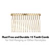 Lawie 30 Pack Bulk 15 Teeth Silver Gold Black Metal Side Hair Combs Wire Twist Slide Hair Clips Wedding Bridal Veil Combs Decorative Headpiece French Twist Updo Bun Holder Accessories for Women (Gold)