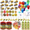 Construction Party Favors Construction Theme Birthday Party Supplies Mini Construction Vehicles Toy Rubber Bracelet Keychain Stamper Button Pin Truck Stickers Bags for Birthday Party Gift (12 Sets)