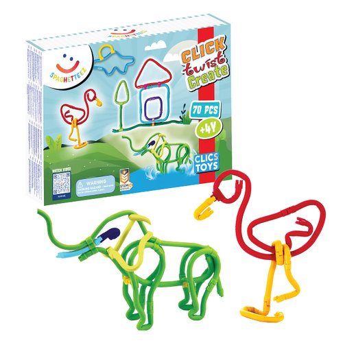 spaghetteez Craft kit for Kids from 4 Years, Sensory Toys for Boys and Girls, Ideal as a Gift, Flexible Construction Toys for Arts and Crafts in a Set of 70 Pieces