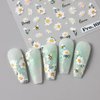 5pcs Embossed Daisy Nail Stickers Micro-carving Flower Nail Stickers Small Daisies Pink Butterfly Flower Nail Decals for Nail Art Supplies Daisy Flowers Nail Art Stickers Floral Stickers for Nails DIY