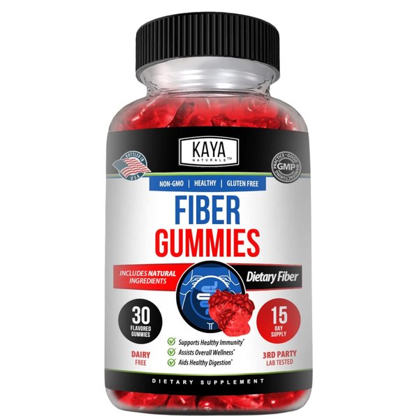 Kaya Naturals Fiber Gummies (30 Gummies) | Adult Dietary Fiber for Men and Women | High Fiber Supplement Gummies for Digestive Health | Immunity Boost and Gut Health Supplements for Women and Men