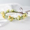 KorViSHOW Handmade Flower Crown Flower Headpiece Green Leaf Headband Wedding Flower Crowns for Bride Floral Garland Hair Wreath Birthday Party(Yellow Style)