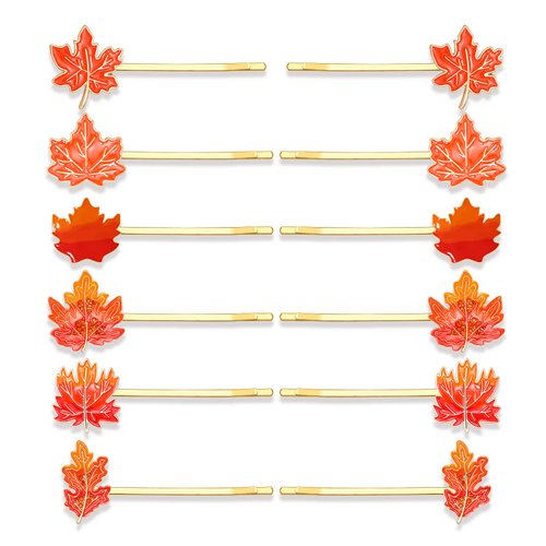YAHPERN 12PCS Fall Hair Clips for Women Thanksgiving Hairpins Harvest Turkey Maple Leaf Pumpkin Hair Clips Autumn Bobby Pins Costume Party Hair Accessory Holiday Gifts (Style A)