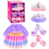 BIBUTY Kids Princess Dress Up Clothes for Little Girls, Pretend Play & Dress Up Costume Set for 3-6 Toddler Little Girls (Rainbow/Purple)