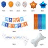 Blue Birthday Party Decorations 29pcs Blue Dog Birthday Party Supplies Includes Blue and Orange happy birthday Banner, Sash, Star Bone Foil Balloons, Latex Balloon, Fringe Curtain