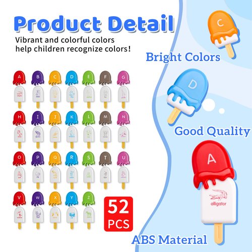 Alphabet Learning Ice Cream Matching Toys Montessori Preschool Learning Letter Sorting Stacking Toys for Toddlers,ABC Counting Toys Upper & Lowercase Alphabet Matching Game Gift for 3 Year Old Kids