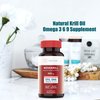 Natural Krill Oil Omega 3 6 9 Supplement, Burpless 60 Red Liquid Softgels, Rich in EPA, DHA, Astaxanthin, No Fishy Aftertaste, 1000mg per 2 Softgels