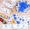 durony 121 Pieces Blue Paw Print Party Supplies Dog Birthday Tablecloth, Plates, Napkins, Forks and Paper Cups Decorations for Puppy Theme Party Supplies