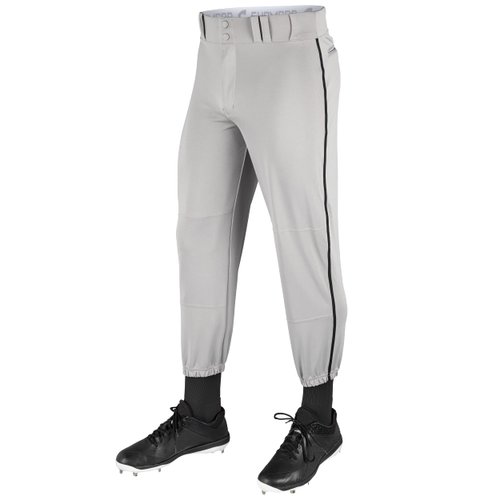 Champro Traditional Fit Triple Crown Classic Baseball Pants with Contrast-Color Braid Piping and Reinforced Sliding Areas, Grey, Black Pipe, Small