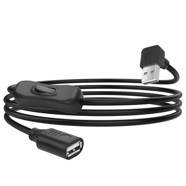 YACSEJAO USB Extension Cable with On/Off Switch 90 Degree 4.9FT/1.5M USB A 2.0 Male to Female Extender Cord Support Data and Power for LED Strips,USB Fan, Laptops (Up Angle)