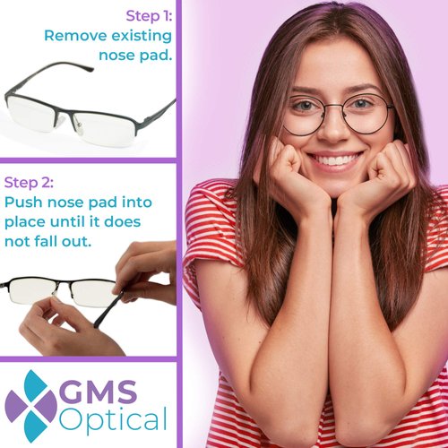 GMS Optical® Premium Grade Soft Silicone - D-Shape Push-in Nose Pads for Glasses, Sunglasses, and Eye Wear (Push-in 13MM, 10 Pair)