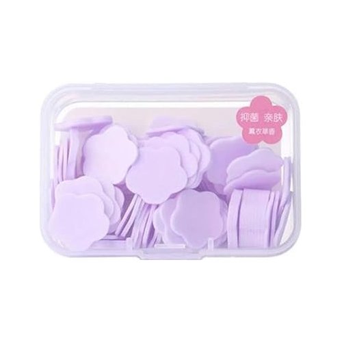 ZhangyiHot 100Pcs Purple Mini Portable Travel Soap Paper Sheets,Flower Shape Disposable Paper Soap Flakes, Hand Wash Cleaning Washing Hand Toiletry Paper Soap Sheets Foot and Hand Care(ZS582)