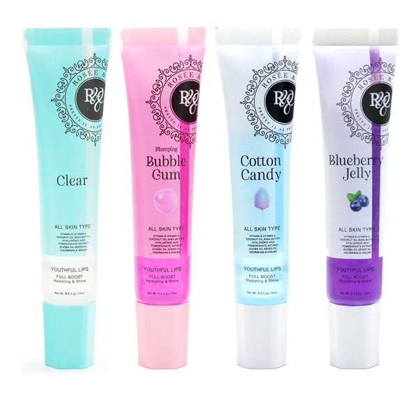 ROSÉE & CO Rosee Lip Gloss Vegan & Cruelty Free Treatment, Long Lasting Glossy with Shea Butter, Moisturize, Protect & Smooth - Clear (Set of 4-4)