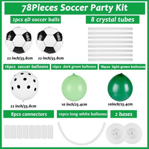 Chunnin 78Pcs Soccer Party Balloons Soccer Birthday Party Balloon Column Stand Kit Soccer Themed Party Latex Balloons Supplies Soccer Party Balloons for Boys Birthday Gift Sports Party Decorations
