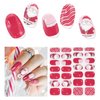 DUKASOU Semi Cured Gel Nail Strips,28 pcs Christmas Nail Stickers Full Nail Wraps,Long Lasting Gel Nail Strips with Any UV Light,Red Santa Sticker for Nails Easy to Apply