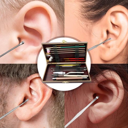 20Pcs Earwax Removal Kits Brushes for Ear, Ear Cleaning Tool Kits, Luminous Ear Picks Earwax Catcher Cleaning Brushes Clips Goose Feather Ear Pick Stick, Adults and Children Ear Wax Removal Tool