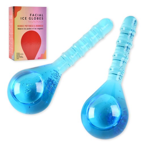 Ice Globes for Face Eye, Facial Ice Globe Cooling Ball Skin Care Beauty Tool, Skin Care Icy Roller Reduce Eye Puffy Redness Smooth Wrinkles, Frozen Globes Cryo Stick for Home Spa Relax, Glitter Blue