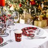 Whaline 100Pcs Christmas Tableware Set Jesus Holy Night Disposable Paper Plates Napkins Cups Xmas Religious Red Black Buffalo Plaid Dinnerware Set Serves Guests for Christmas Baptism Party Supplies