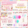 LXlucktim Donut Birthday Party Supplies for 1 Year Old Girl, 150 Pcs Sweet One Party Decorations for Girls Baby - Backdrop, Tablecloth, Crown, Poster