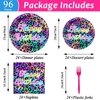 96Pcs Cheetah Print Birthday Party Plates and Napkins Neon Rainbow Leopard Birthday Themed Party Decorations Cheetah Girl's Sparkly Splatter Tableware Set for 24 Guests Baby Shower Birthday Supplies