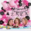 Cartoon Mouse Balloon Arch 125pcs Pink Mouse Birthday Decorations-Pink Black Balloon Garland, Birthday Banner, Mouse Theme Foil Fringe Curtains For Mouse Birthday Party Supplies