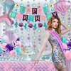Mermaid Birthday Decorations, Mermaid Birthday Party Supplies Include Mermaid Banner Balloons Tablecloth Cupcake Toppers for Mermaid Party Decorations