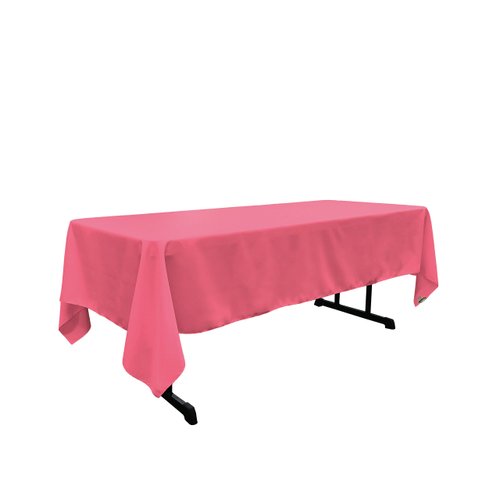 LA Linen Polyester Poplin Washable Rectangular Tablecloth, Stain and Wrinkle Resistant Table Cover 60x102, Fabric Table Cloth for Dinning, Kitchen, Party, Holiday 60 by 102-Inch, Hot Pink