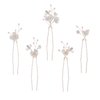 Soulshow 5 Pieces White Flower Bridal Wedding Hair Pins for Women Resilient No Deformation Polymer Clay Flower Hair Pins Pearl Rhinestones Wedding Hair Pieces for Brides