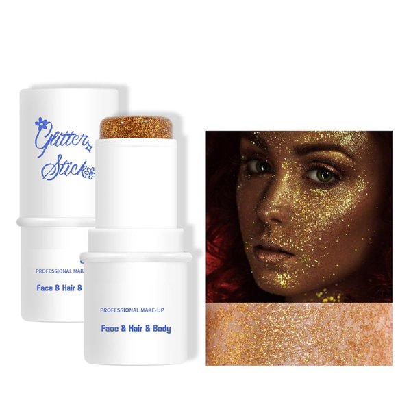 Gold Glitter Gel, Neon Glow Party for Face/Body/Hair/Eyes/Lip Sequins Paint Multiuse Glitter Makeup Costume Accessories. (03-Gold)
