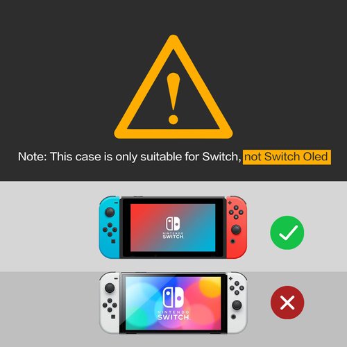 Switch Clear Case, Dockable Protective Hard Cover Case for Nintendo Switch and Soft TPU Grip Case for Joy-Con with Tempered Glass Screen Protector and Thumb Stick Caps (NOT for Switch OLED)