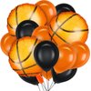 Charniol 25 Pcs Basketball Balloon 10" Aluminum Foil Sport Balloon Latex Black Orange Balloons Basketball Theme Balloon for Party Baby Shower