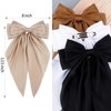 Velscrun Women Girls Hair Accessories Gifts - Khaki Satin Coquette Bow, White Silky Bow, Brown Oversized Hair Clip Ribbons, Black Long Tail Barrettes (4Pcs)