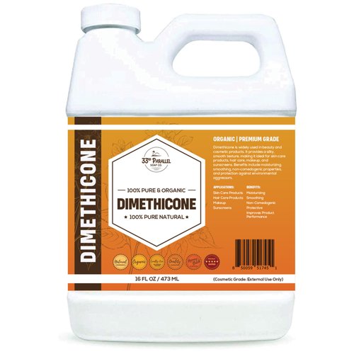 33rd Parallel | DIMETHICONE Oil (16 oz) 100% Pure, Cosmetic Grade | Widely Used in Moisturizers, Lotions, Primers, Foundations, Hair Products, Sunscreen, Wound Care | 16 Ounces