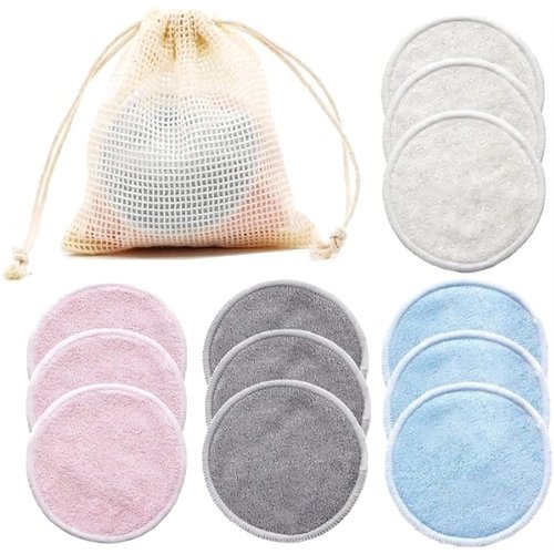 Eyes, Face and Lips - Reusable Microfiber Makeup Remover Pads,for All Skin Types of Makeup Remover Cloth，12 Count