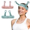 2Pcs Face Wash Headband Palm and Snail Spa Hair Bands Makeup Headbands Women Cartoon Cute Coral Fleece Elastic Headband Creative Hair Accessories for Washing Face Shower Sports Beauty Skincare (Pink)
