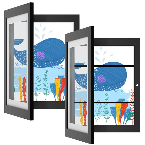 Orionstar Kids Art Frames, Artwork Picture Frames Changeable, Front Opening Picture Display Frames Holds 11.8X8.5inch 100 A4 Pcs, Artwork Display Storage Frames for Children, Home (Black 2 Pack)