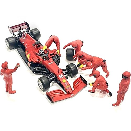 Formula One F1 Pit Crew 7 Figure Set Team Red Release III for 1/43 Scale Models by American Diorama 38388
