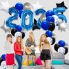 New Years Eve Party Supplies, Graduation Decorations Class of 2025 Party Balloons, 40in 2025 Foil Balloons, Latex Balloons for Birthday Wedding Prom Night Anniversary Bachelorette (Navy Blue Black)