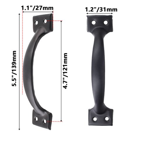 Kyuionty 6 Pcs 6" Metal Gate Pull Handles, Bow Gate Handle Screen Door Pull, Vintage Barn Door Handles (Black)