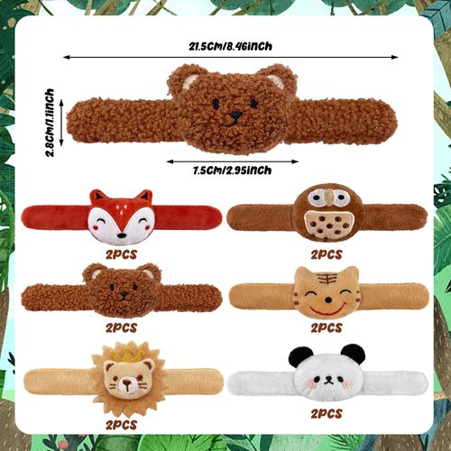 12 PCS Stuffed Animal Slap Bracelets Plush Animal Snap Bracelets Cute Wrist Slap Band Toy Wrist Animals Wrist Pets Slap Bracelet Wrist Toy for Boys Girls Easter Birthday Gifts Party Favors 6 Styles