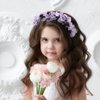 Campsis Girls Headpiece Flower Headbands Pearl Communion Hair Accessories Crystal Girls Birthday Photography Hair Band for Women and Girls(Purple)