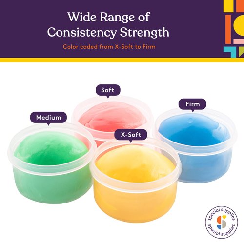 Special Supplies Therapy Putty for Kids and Adults - Resistive Hand Exercise Stress Relief Therapy Putty Kit, Set of 4 Strengths, Three Ounces of Each Putty