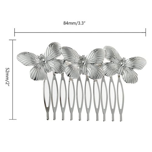 3 Pcs Retro Butterfly Hair Comb Decorative 10 Teeth Metal Hair Combs Pin Hair Accessories for Girls and Women (Gold, Silver, Ancient Gold)