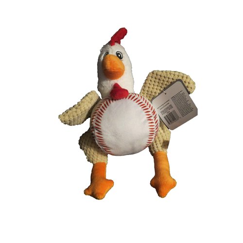Dog Toy Durable Plush Sport Character Chicken Softball Baseball 10"