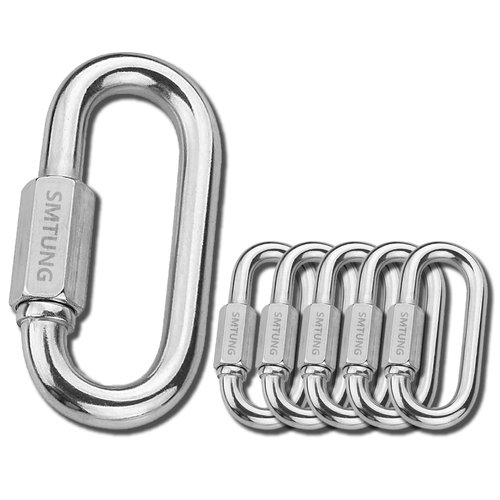 6 Pack Quick Links，SMTUNG 304 Stainless Steel Quick Links Multifunctional Locking Carabiner for Camping, Hiking, Outdoor and Gym etc. (25.9 Inch)