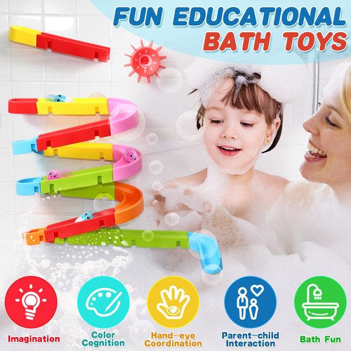 Bath Toys for Kids Ages 2-4-8 Mold Free Toddler Bath Toys 38 PCS Bathtub Shower Toys DIY Water Marble Run Slippery Slide Birthday Gift for 2 3 4 5 6 7 8 Year Old Boys Girls