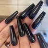 AddFavor XXXL Extra Long Press on Nails Coffin Glossy Black Fake Nails Full Cover Acrylic False Nails 12 Sizes 120pcs Nail Tips for Women Fingernails Manicure Design